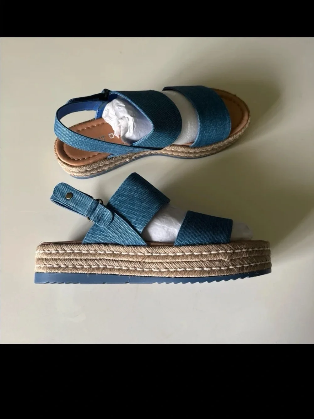 Silent D Anthropologie Alek Platform Espadrille Sandals Denim Blue  sz 41/10.5